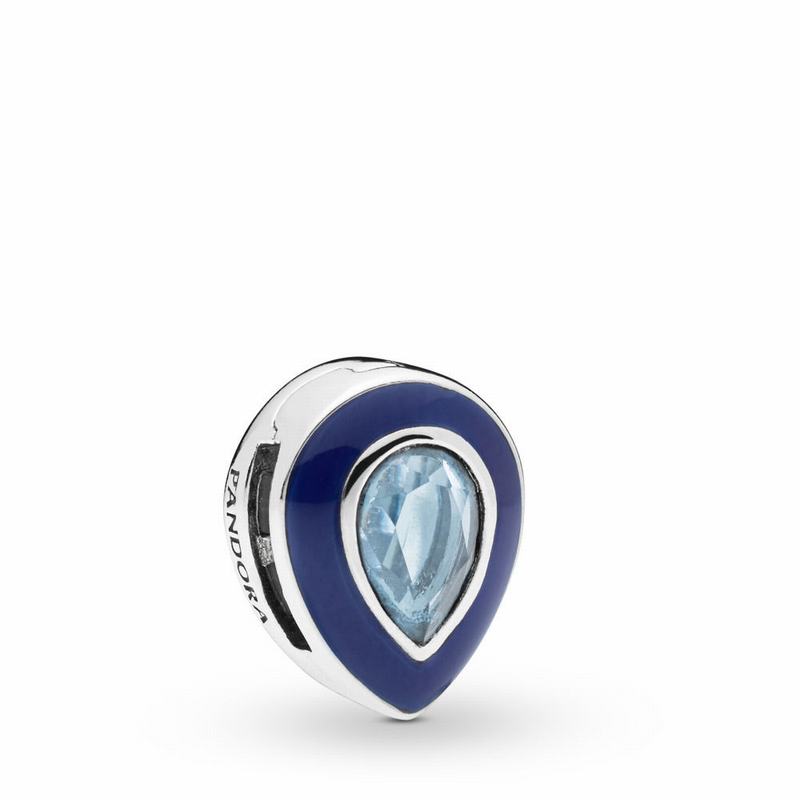 Pandora Reflexions™ Dazzling Blue Droplet Clip Charm NZ Sale, Sterling Silver (534691-ALR)